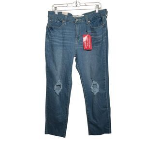 Levi's Jeans Women's 14 W32 Distressed Cropped Mid Rise Slim Boyfriend Crop NWT